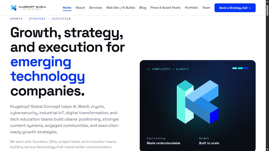 Klugekopf Global Concept website hero