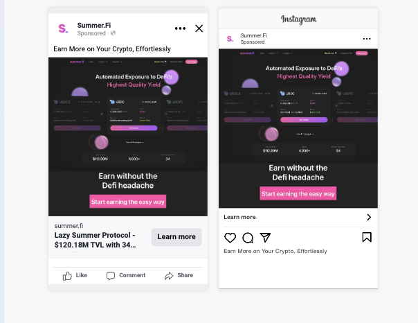 Summer.fi Meta and Instagram ads